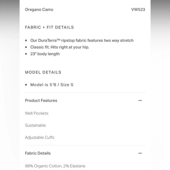 Vuori Ripstop Jacket in Oregano Camo Camouflage size Medium - Picture 5 of 12